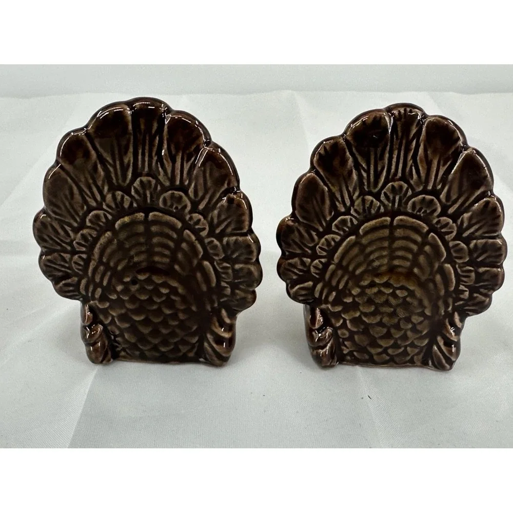Vintage Turkey Gobble Thanksgiving Ceramic‎ Pottery Salt & Pepper Shakers